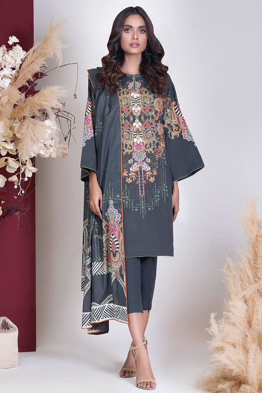 Alkaram - 3 Pc Printed Cambric Suit With Digital Lawn Dupatta