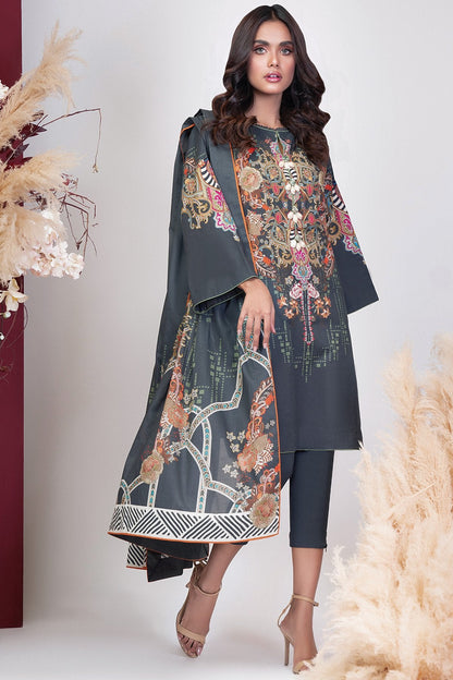 Alkaram - 3 Pc Printed Cambric Suit With Digital Lawn Dupatta