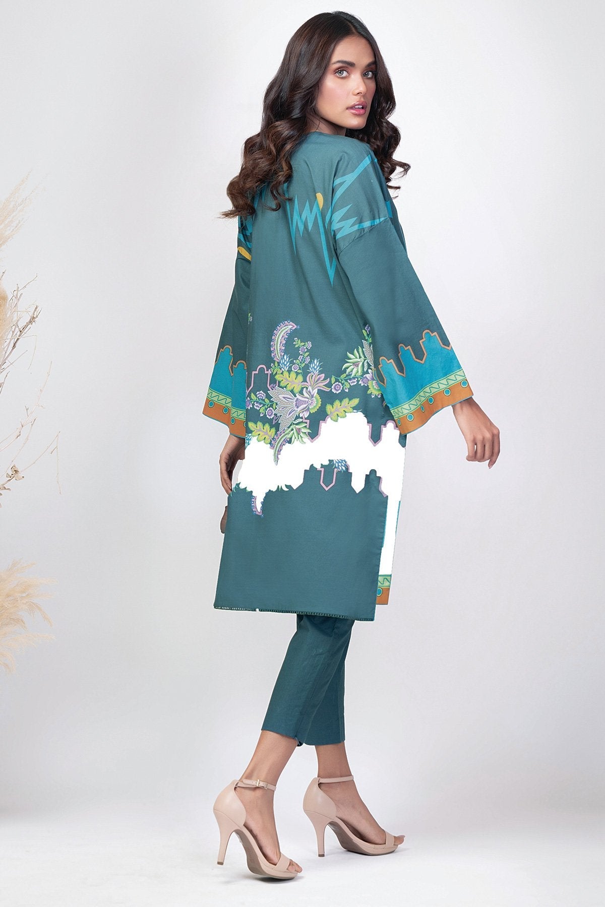 1 Pc Embroidered Digital Cambric Shirt