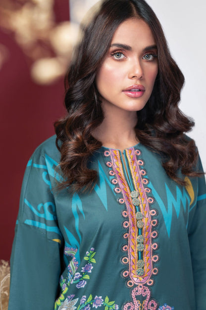 1 Pc Embroidered Digital Cambric Shirt