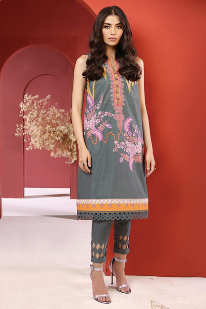 1 Pc Embroidered Digital Cambric Shirt