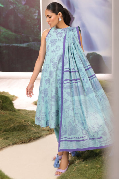 3 Pc Printed Cambric Suit With Lawn Dupatta