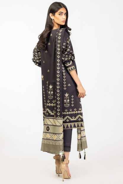 3 Pc Printed Cambric Suit With Broshia Dupatta