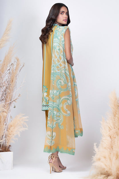Alkaram - 3 Pc Printed Cambric Suit With Chiffon Dupatta