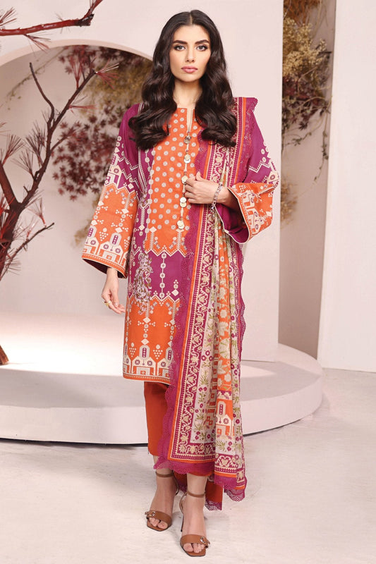 Alkaram - 3 Pc Printed Cambric Suit With Lawn Dupatta