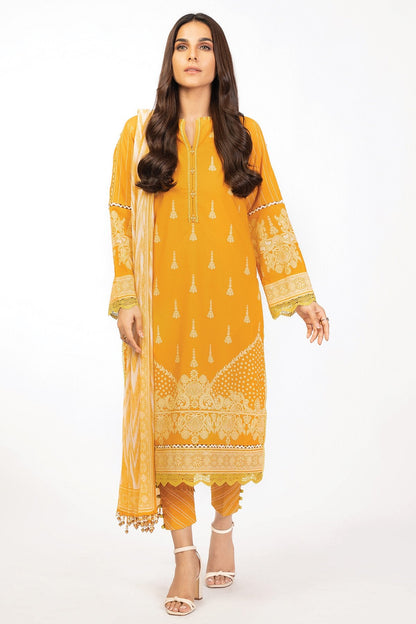 3 Pc Printed Cambric Suit With Chiffon Dupatta