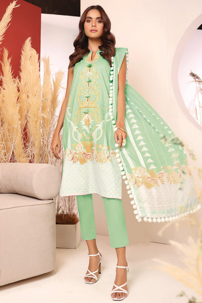 Alkaram - 3 Pc Printed Cambric Suit With Doriya Dupatta