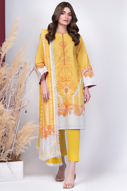 Alkaram - 3 Pc Printed Cambric Suit With Doriya Dupatta