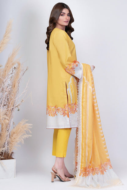 Alkaram - 3 Pc Printed Cambric Suit With Doriya Dupatta