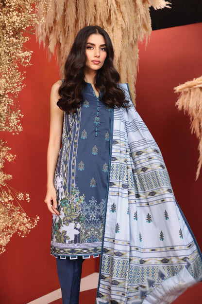Alkaram - 3 Pc Printed Cambric Suit With Doria Dupatta