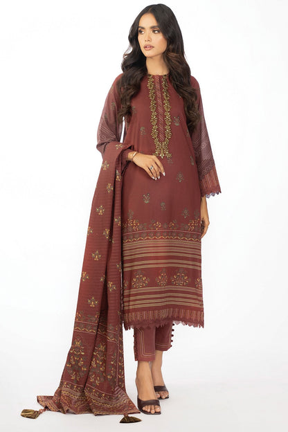 3 Pc Embroidered Cambric Suit With Doria Dupatta
