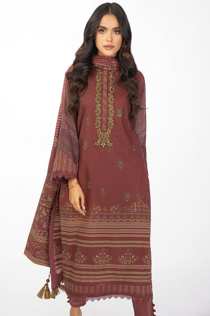 3 Pc Embroidered Cambric Suit With Doria Dupatta
