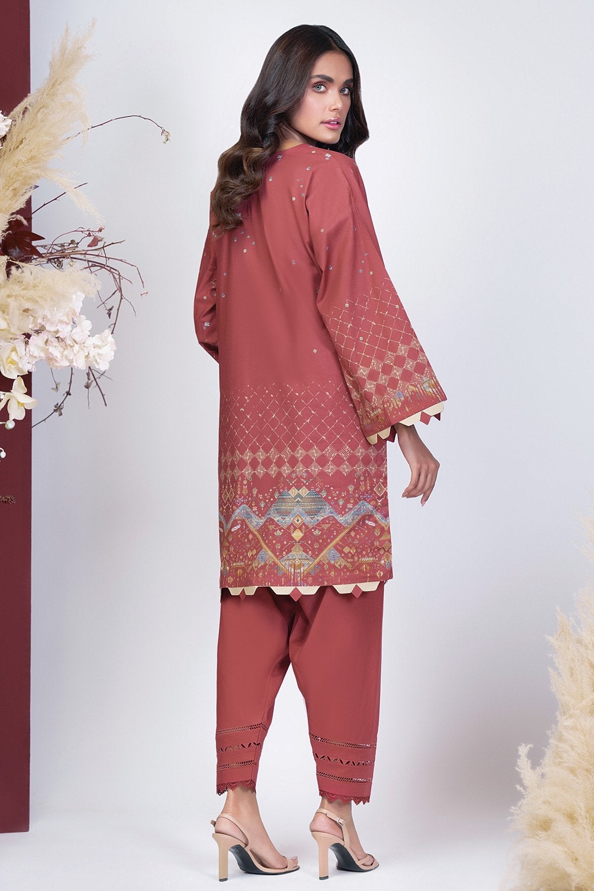Alkaram - 2 Pc Printed Cambric Suit With Dyed Cambric Trouser