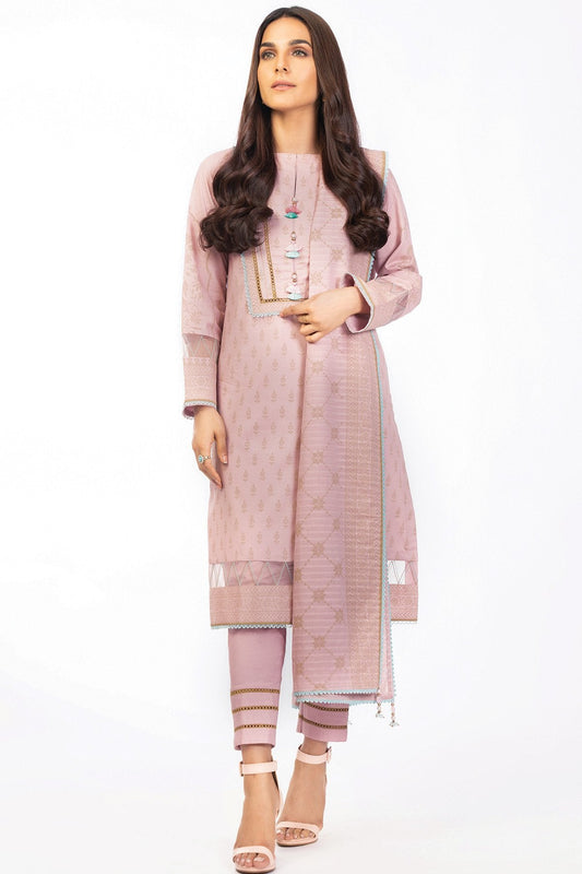 3 Pc Printed Cambric Suit With Doria Dupatta