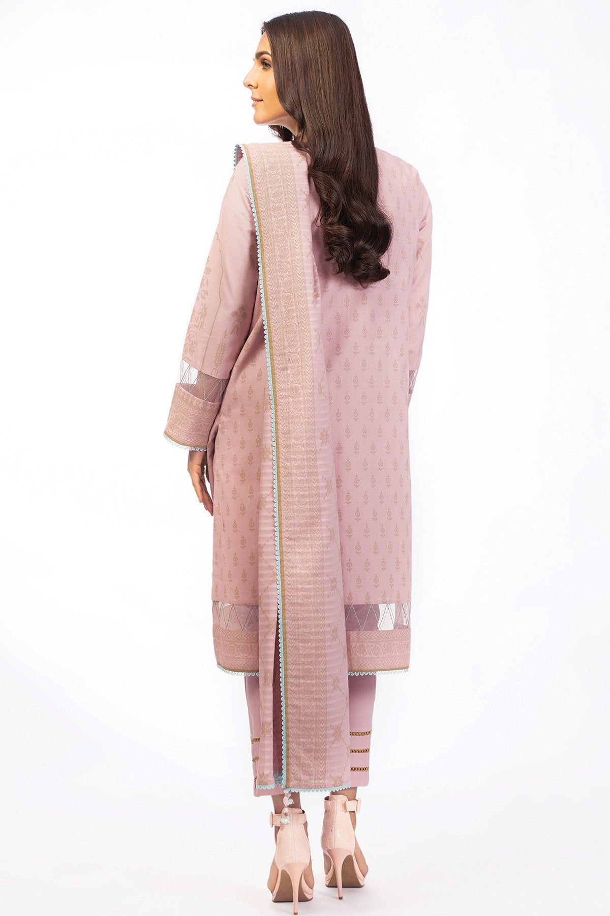 3 Pc Printed Cambric Suit With Doria Dupatta