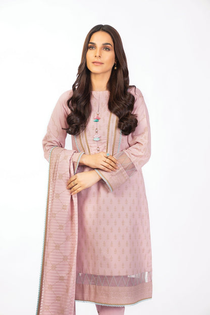 3 Pc Printed Cambric Suit With Doria Dupatta