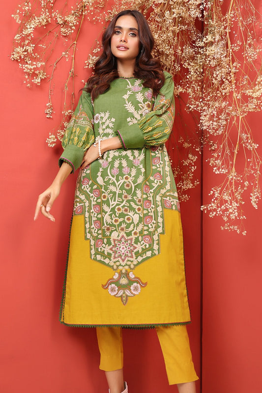 Alkaram - 2 Pc Printed Cambric Suit With Dyed Cambric Trouser