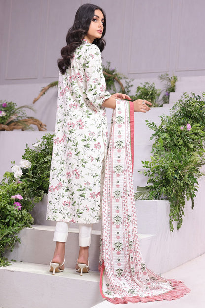 3 Pc Printed Cambric Suit With Doria Dupatta