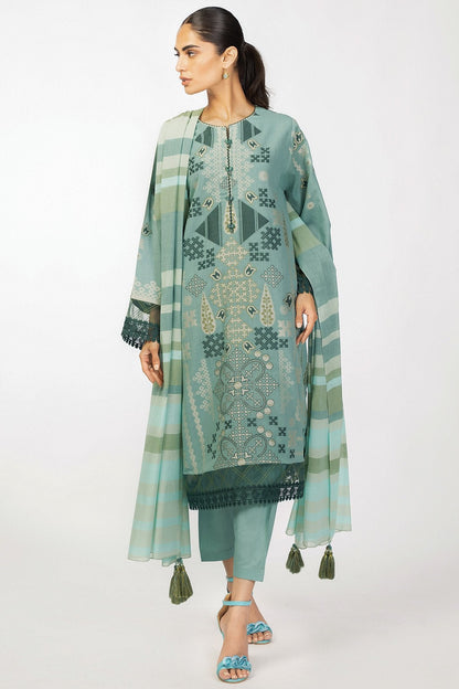 3 Pc Jacquard Suit With Yarn Dyed Dupatta