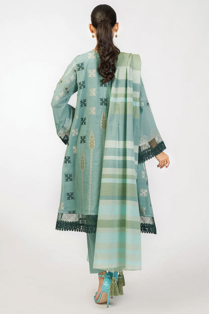 3 Pc Jacquard Suit With Yarn Dyed Dupatta