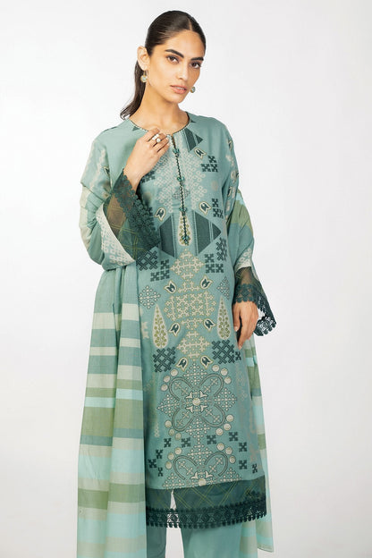 3 Pc Jacquard Suit With Yarn Dyed Dupatta