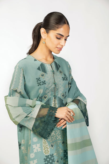 3 Pc Jacquard Suit With Yarn Dyed Dupatta