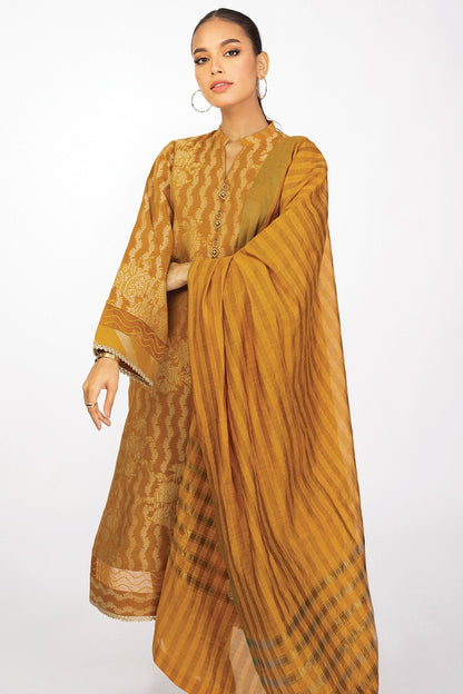 3 Pc Jacquard Suit With Yarn Dyed Dupatta