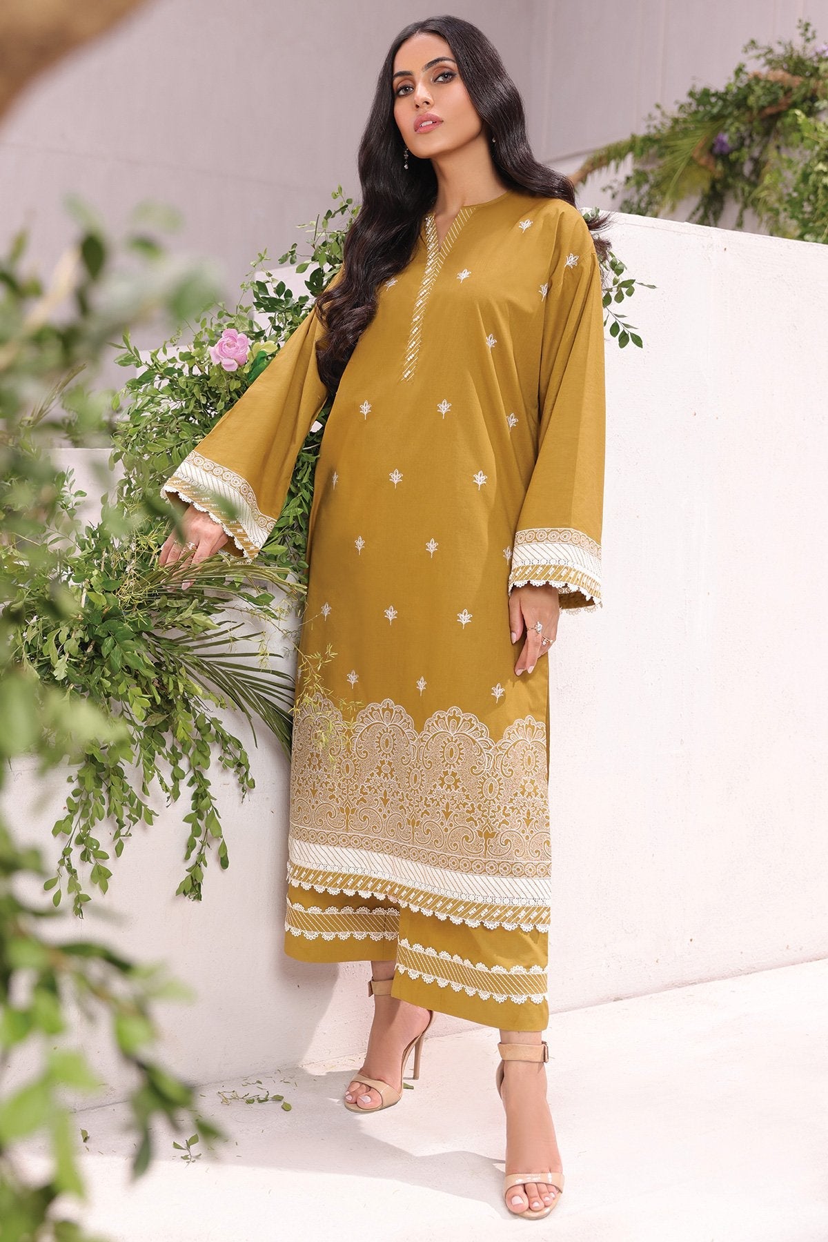 Alkaram - 2 Pc Embroidered Dobby Suit With Cambric Trouser