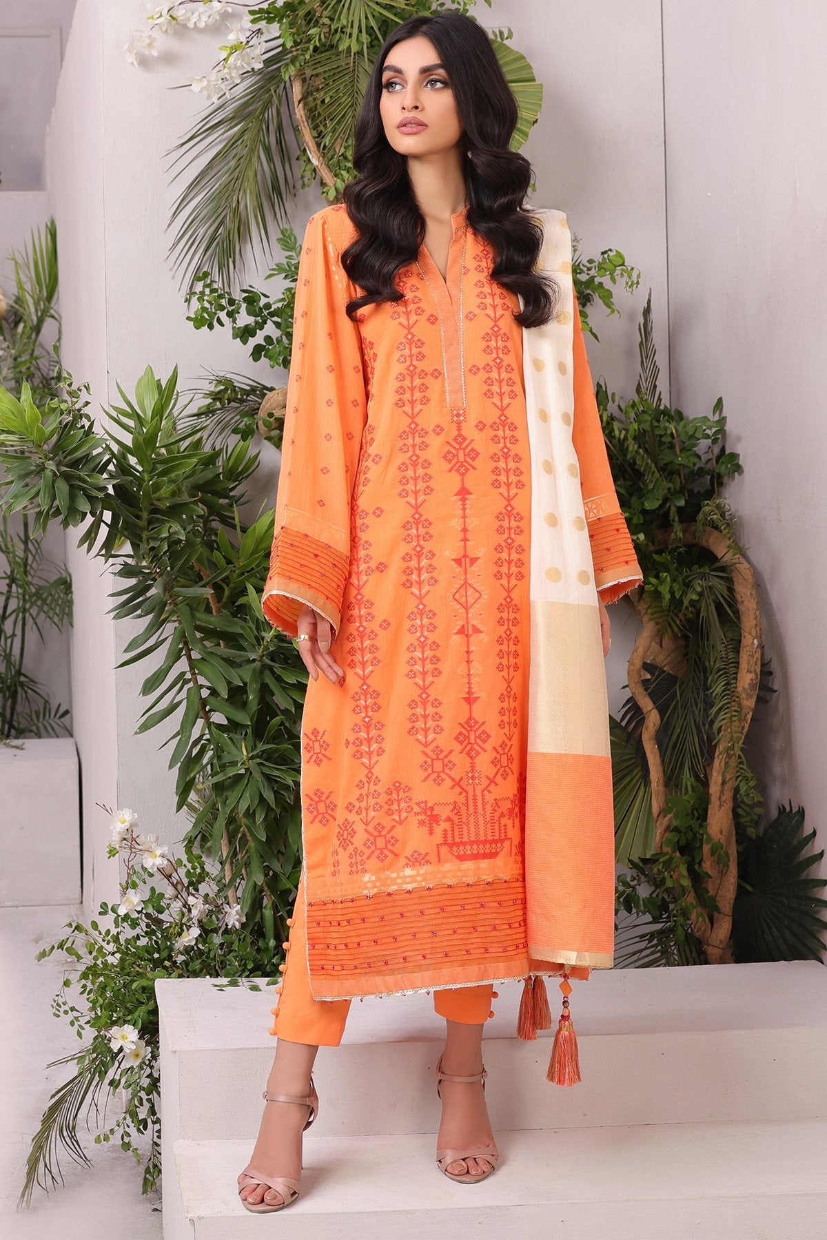 3 Pc Jacquard Suit With Jacquard Dupatta
