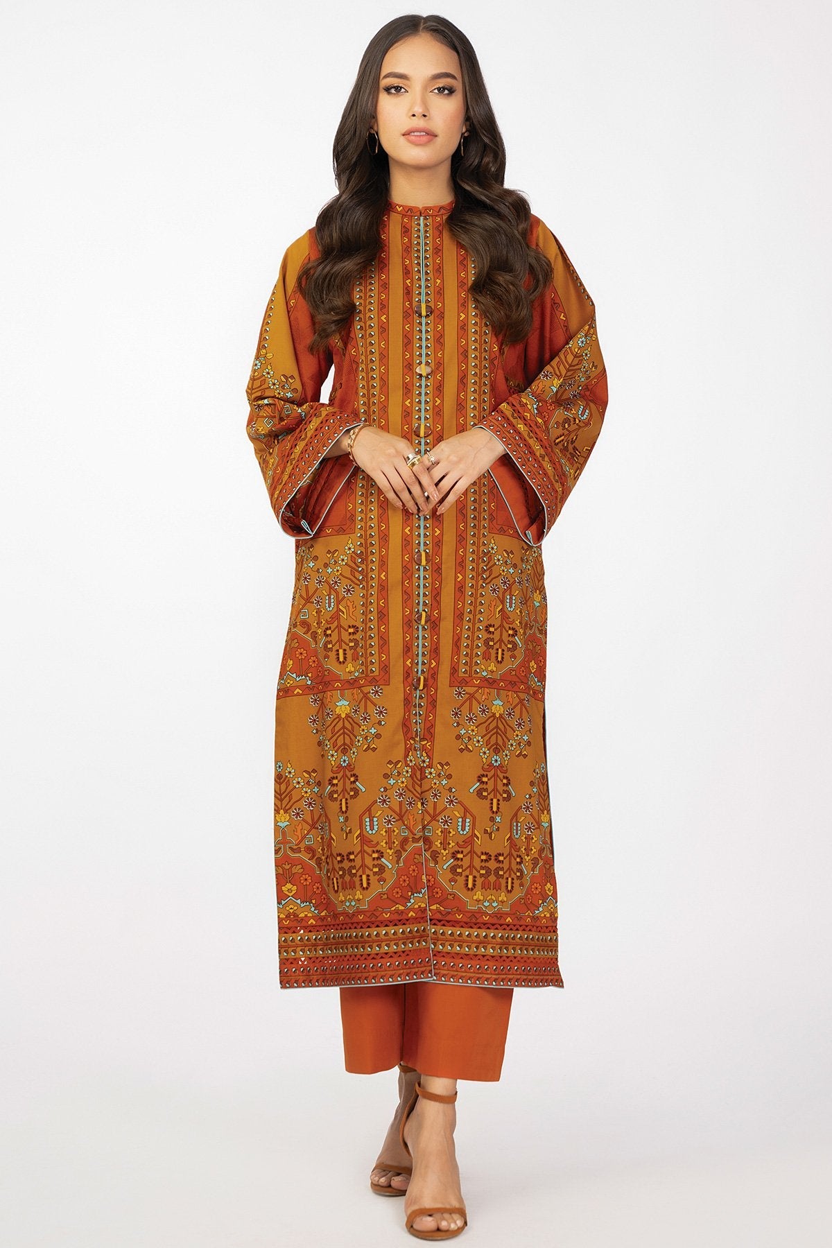 2 Pc Printed Cambric Suit With Cambric Trouser