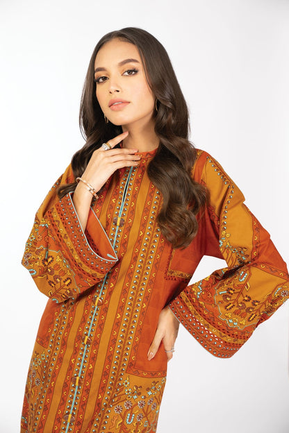 2 Pc Printed Cambric Suit With Cambric Trouser