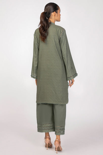 2 Pc Embroidered Dobby Suit With Cambric Trouser