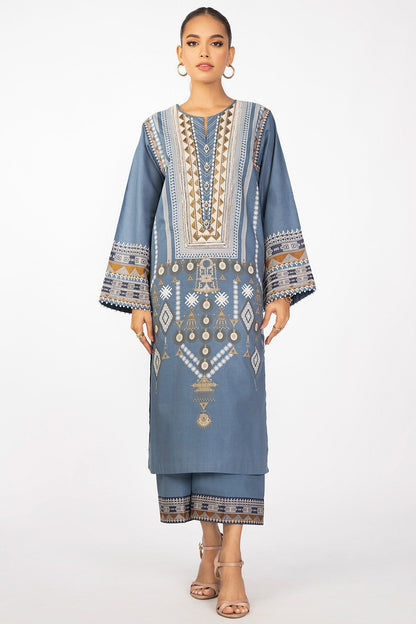 2 Pc Embroidered Cambric Suit With Cambric Trouser