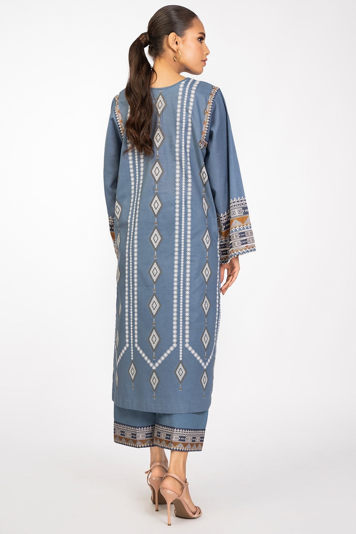 2 Pc Embroidered Cambric Suit With Cambric Trouser