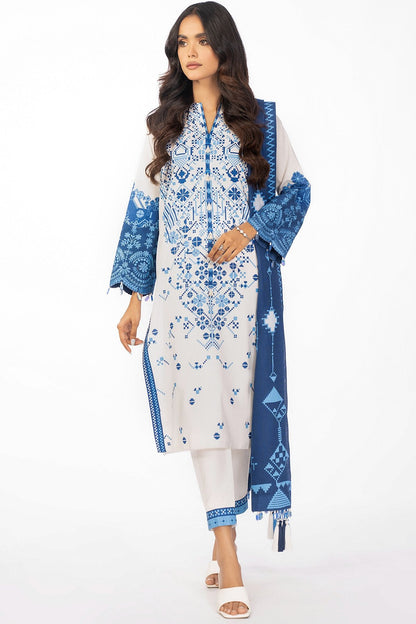 2 Pc Embroidered Cambric Suit With Cotton Net Dupatta