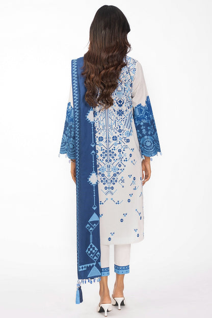 2 Pc Embroidered Cambric Suit With Cotton Net Dupatta