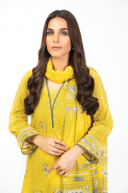 2 Pc Embroidered Cambric Suit With Lawn Dupatta