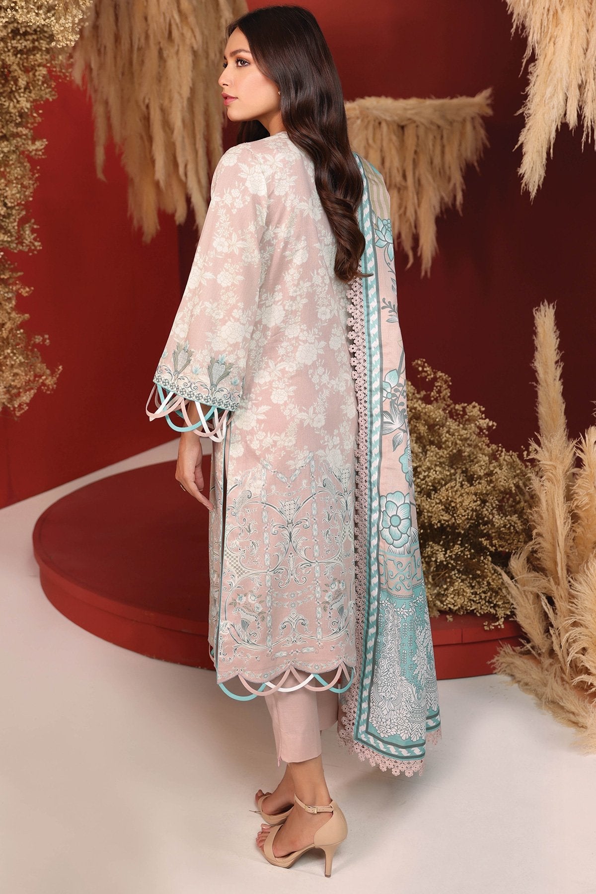 Alkaram - 3 Pc Printed Cambric Suit With Lawn Dupatta