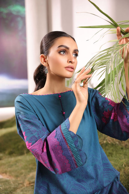 2 Pc Printed Cambric Suit With Cambric Trouser