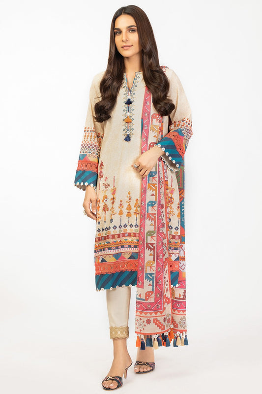2 Pc Embroidered Cambric Suit With Lawn Dupatta