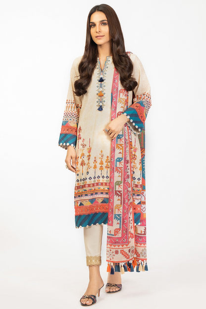 2 Pc Embroidered Cambric Suit With Lawn Dupatta