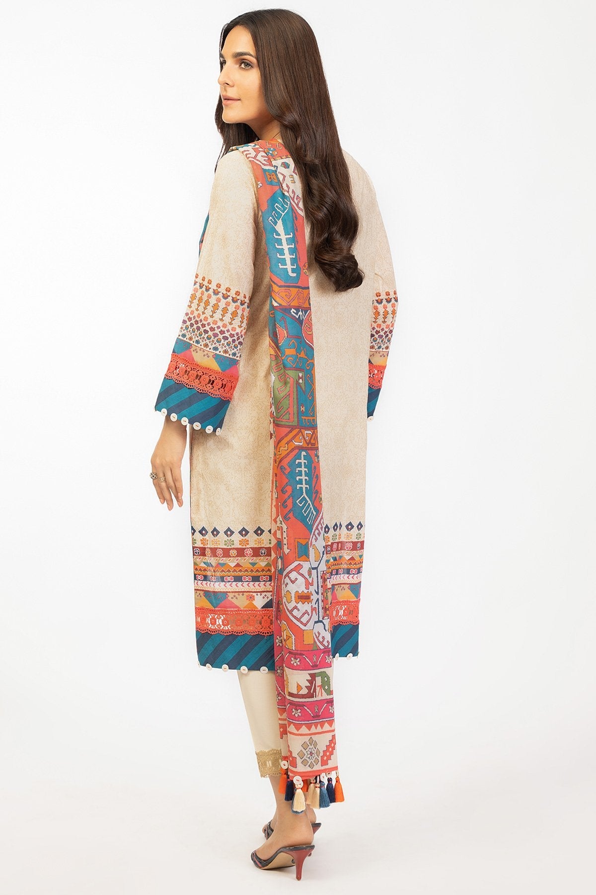 2 Pc Embroidered Cambric Suit With Lawn Dupatta