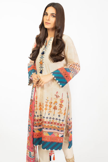 2 Pc Embroidered Cambric Suit With Lawn Dupatta