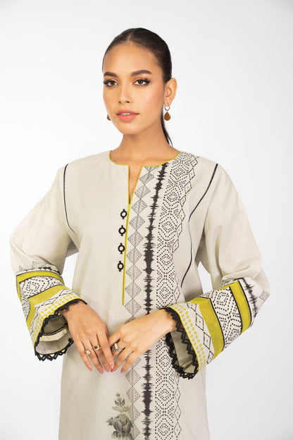 2 Pc Printed Cambric Suit With Cambric Trouser