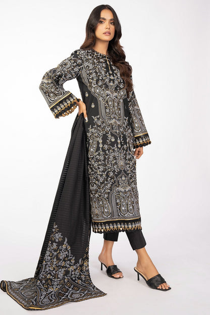 2 Pc Printed Cambric Suit With Doria Dupatta
