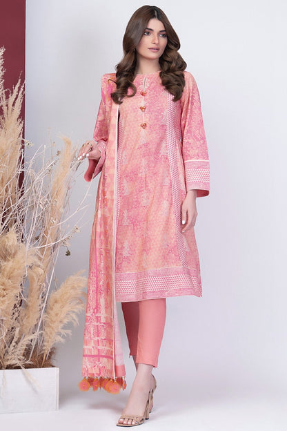 Alkaram - 3 Pc Printed Cambric Suit With Lawn Dupatta