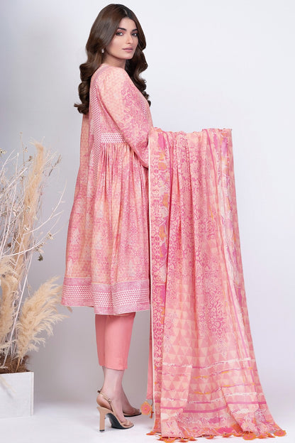 Alkaram - 3 Pc Printed Cambric Suit With Lawn Dupatta