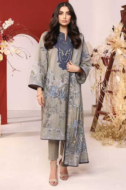 Alkaram - 3 Pc Embroidered Cambric Suit With Digital Broshia Dupatta