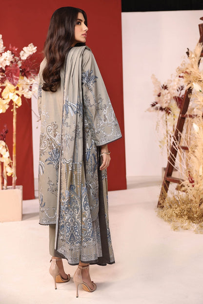 Alkaram - 3 Pc Embroidered Cambric Suit With Digital Broshia Dupatta