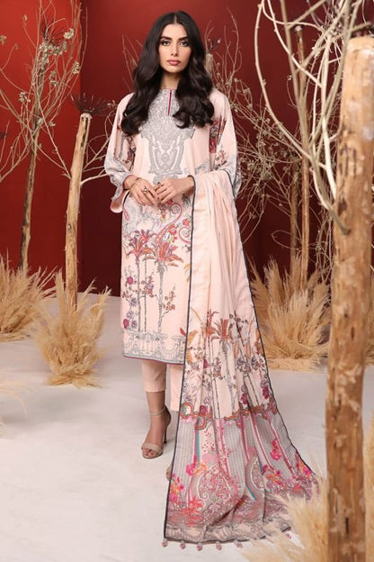 Alkaram - 3 Pc Embroidered Cambric Suit With Digital Broshia Dupatta